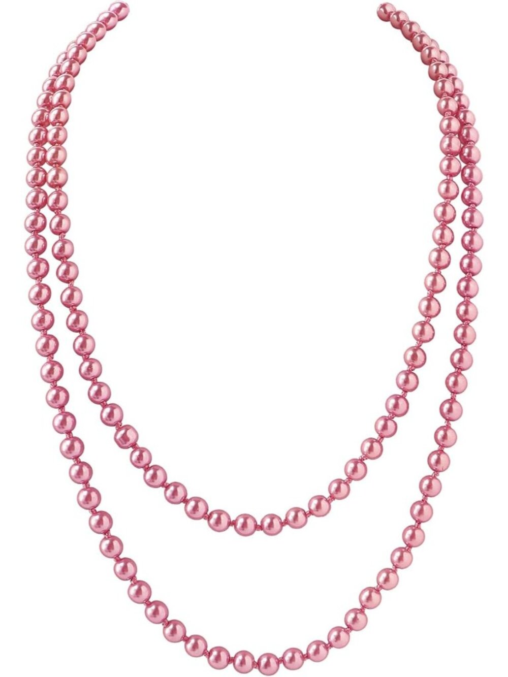 Women's Dusty Pink Pearl Necklace 59 Inch Long Faux Pearl 1920s Flapper Choker